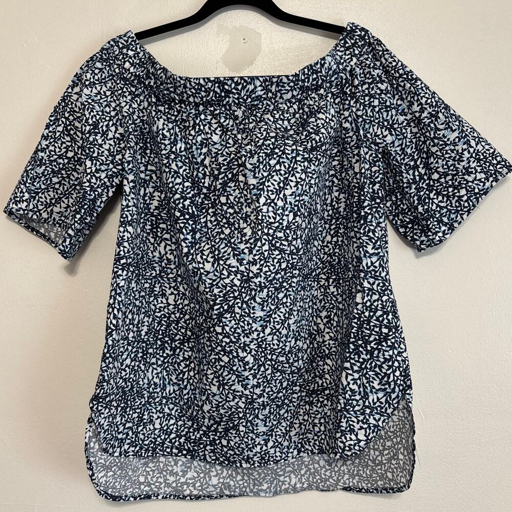 MICHAEL Michael Kors Leaf Print Off-Shoulder Blouse XL Loose Fit